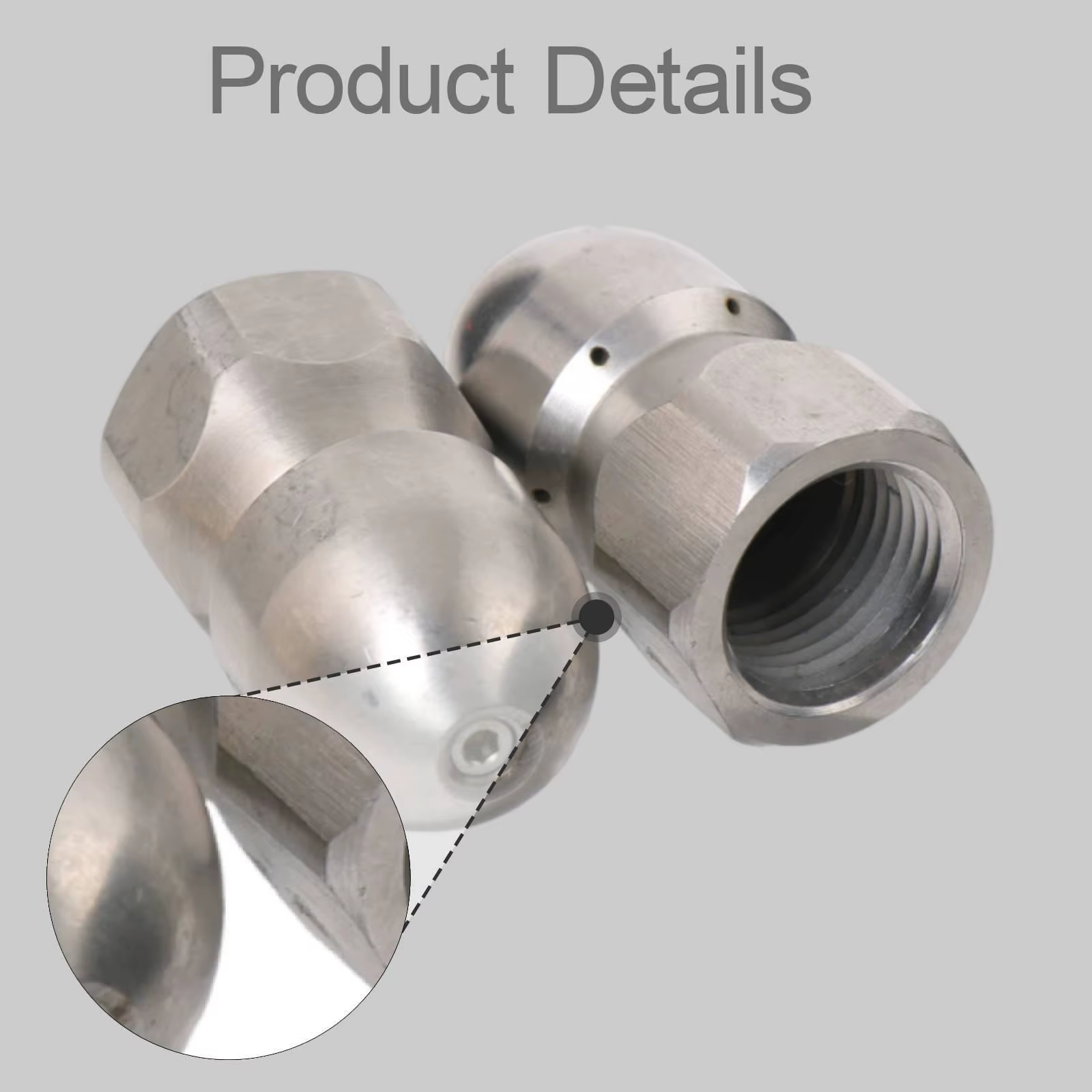 Boquilla Giratoria Acero Inoxidable G1/2 para Limpieza de Tuberías - imagen 3