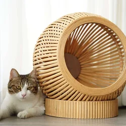 Cama nido de ratán para gatos – Semi cerrada y transpirable