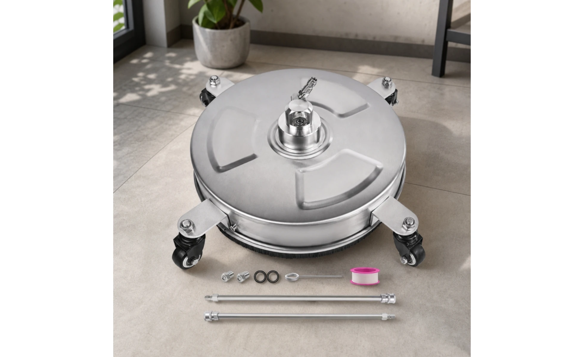 Limpiador de superficies de acero inoxidable con ruedas para hidrolavadora