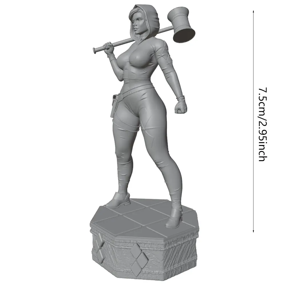 Miniatura de resina sin pintar – Chica con martillo, escala 1/24 - imagen 2