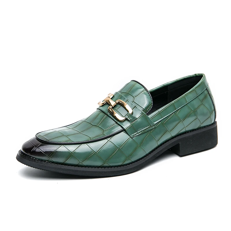 Mocasines de cuero para hombre casual diseño cuadros punta pico - imagen 3