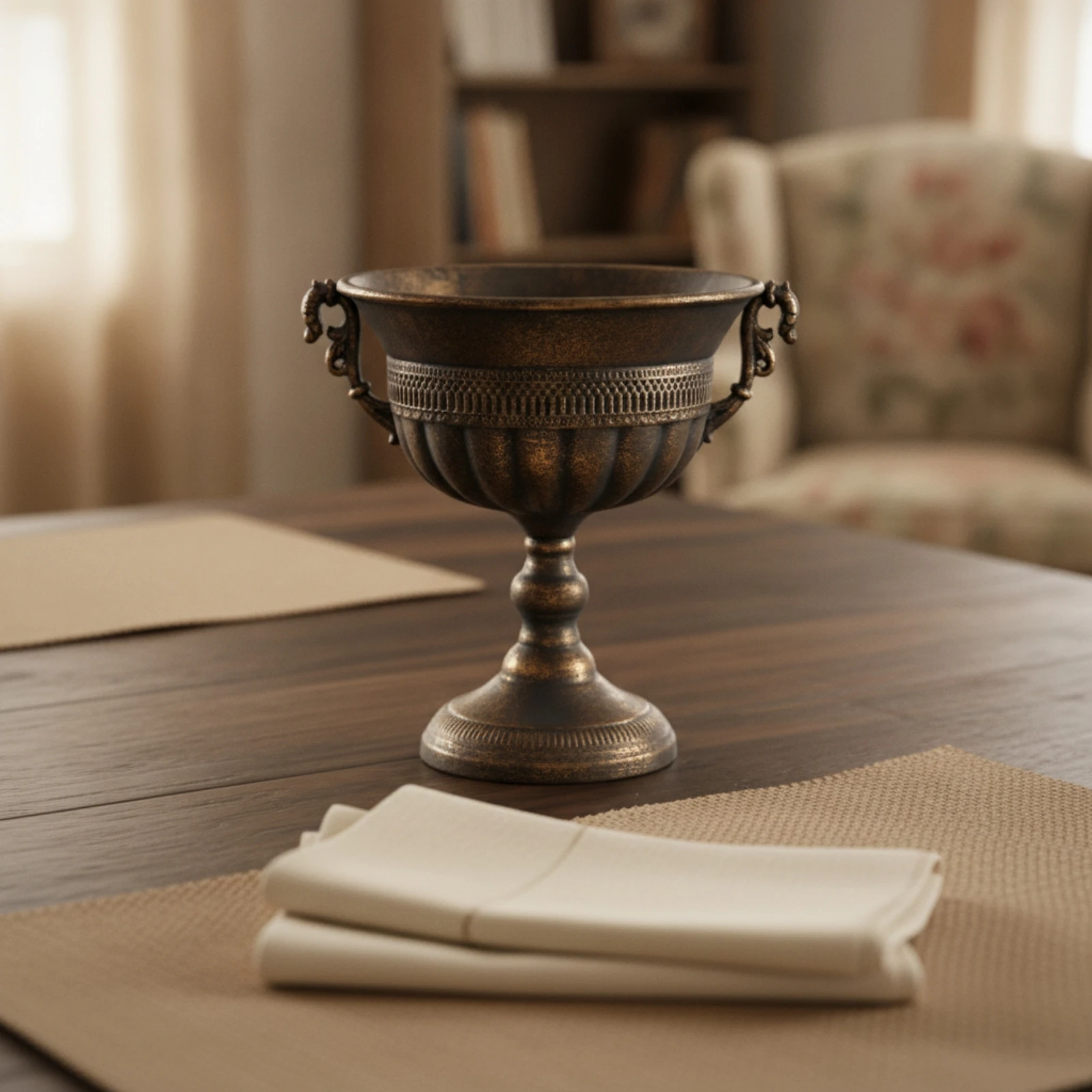 Macetero rústico con pedestal decorativo para mesa