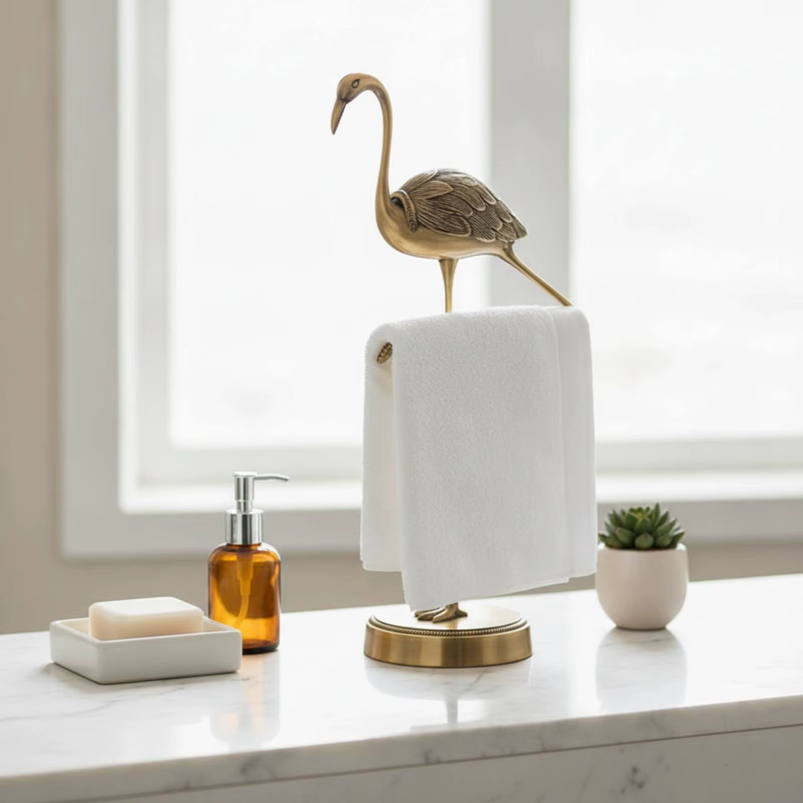 Toallero de encimera moderno para baño – Soporte toallas de metal ahorrador de espacio - imagen 2