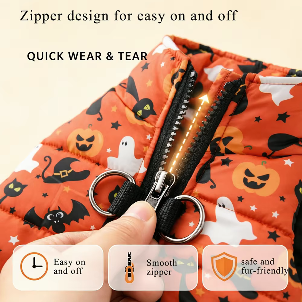Abrigo Halloween impermeable para perros pequeños y medianos calabaza - imagen 2