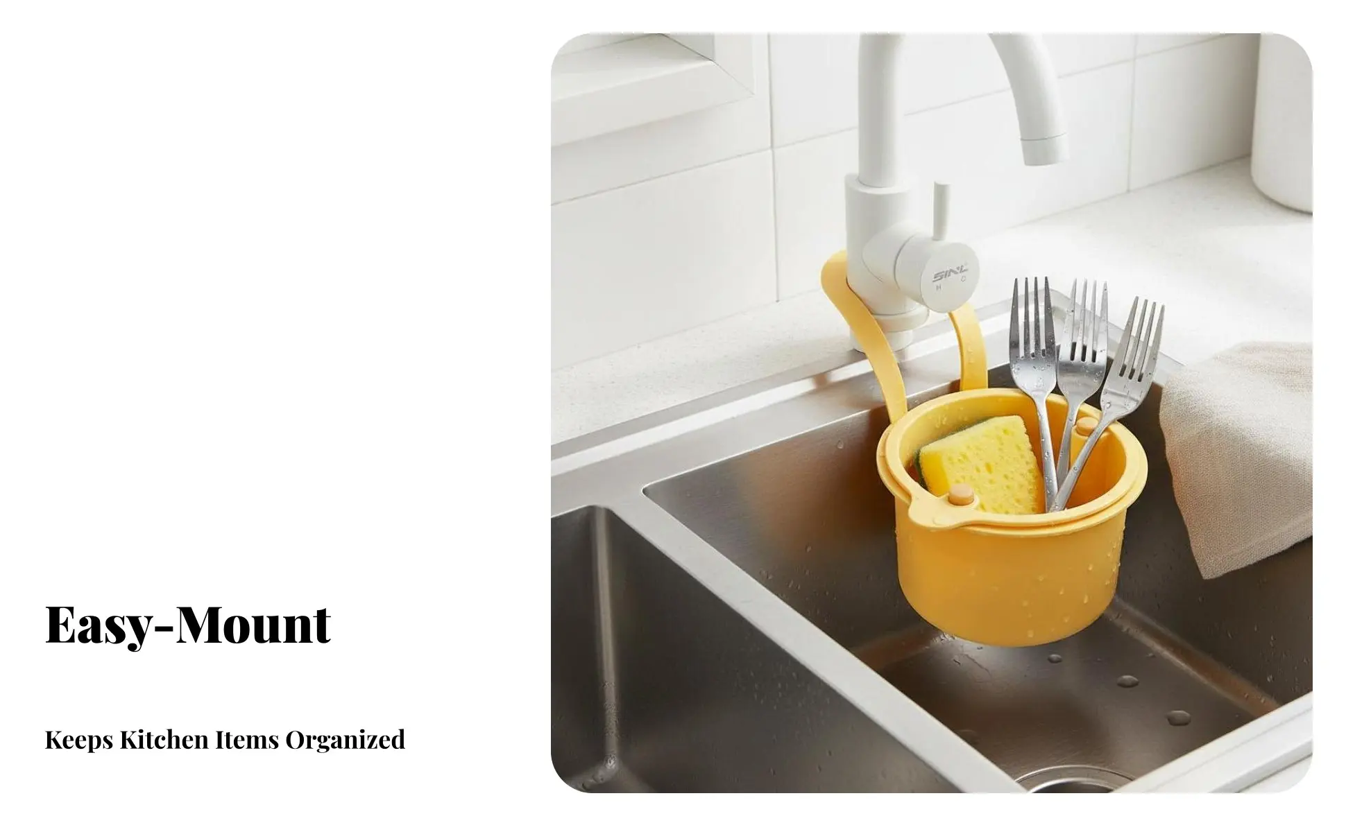 Cesta colgante para fregadero como organizador y colador