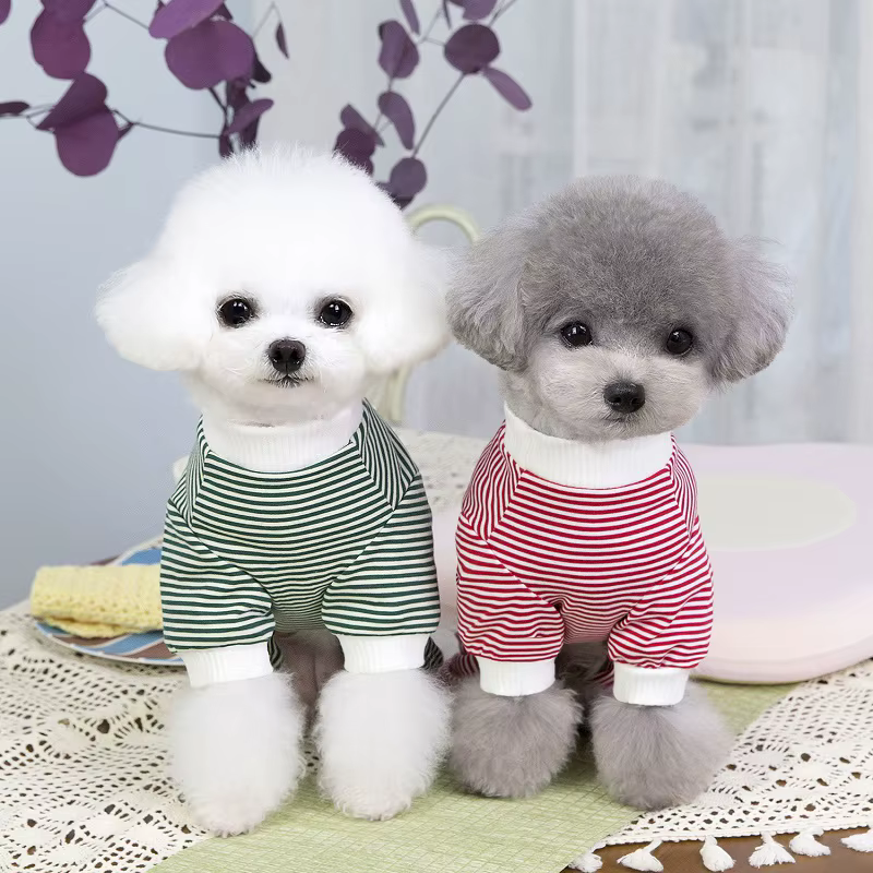 Sudadera pijama Chihuahua de algodón a rayas para perros y gatos