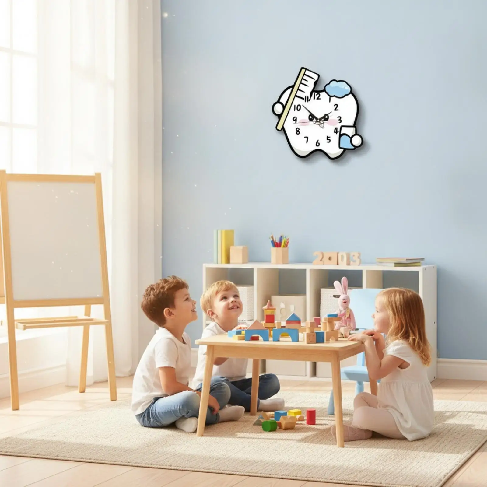Reloj analógico cepillo dental para clínica y aula infantil