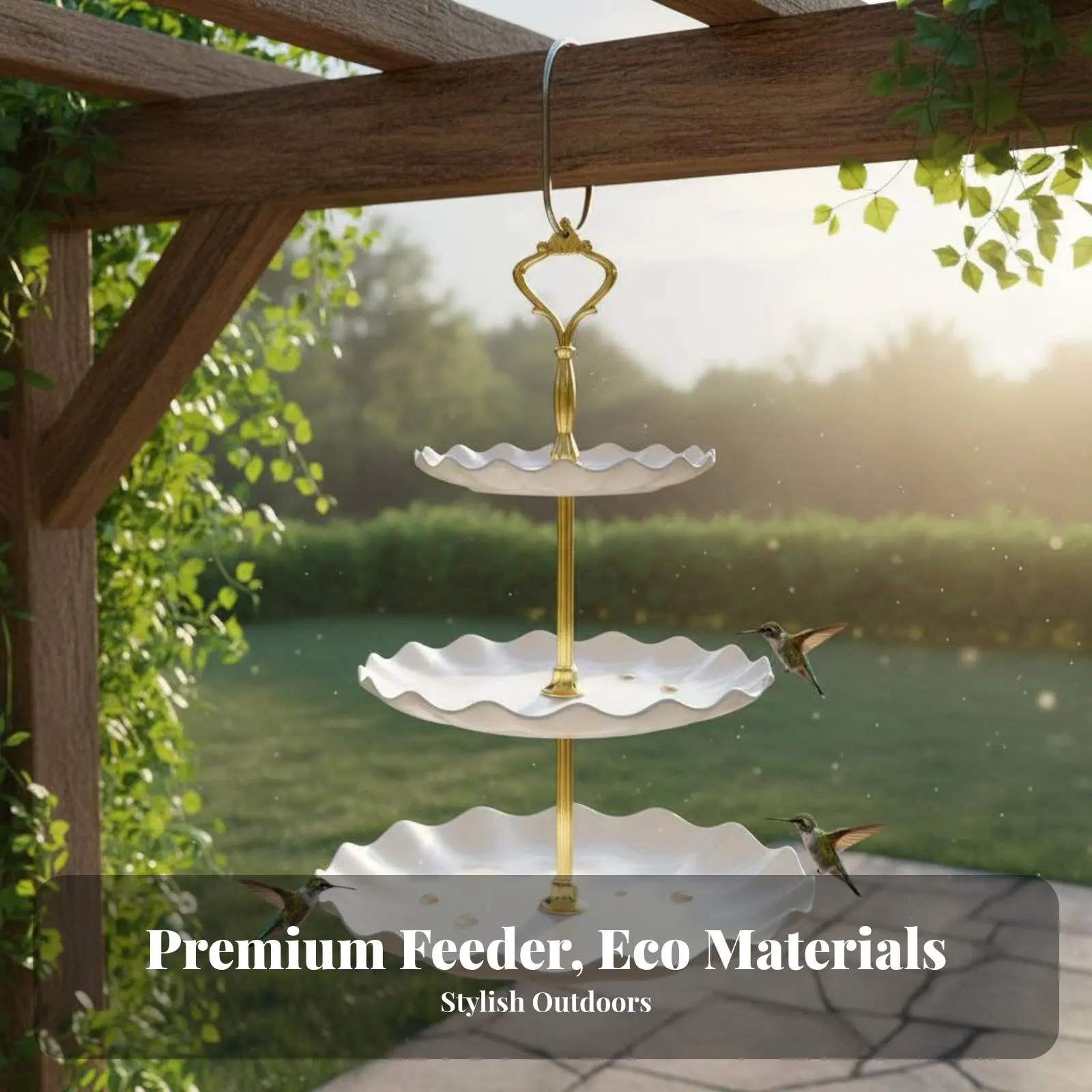 Comedero aves de varios niveles, bandeja colgante para jardín - imagen 2