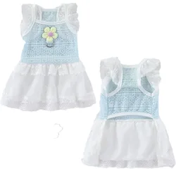 Vestido de verano con encaje para perros pequeños Shih Tzu y caniche – Ropa de malla