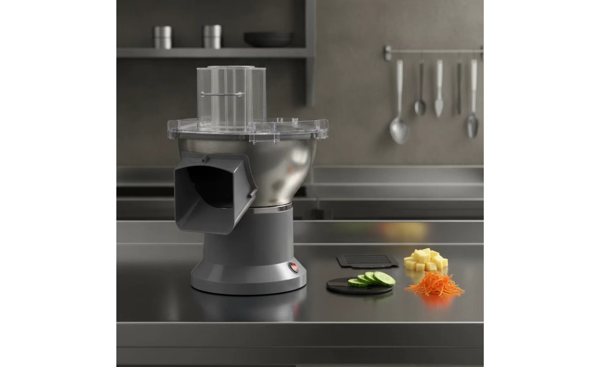 Cortadora de verduras eléctrica con tolva de acero inoxidable
