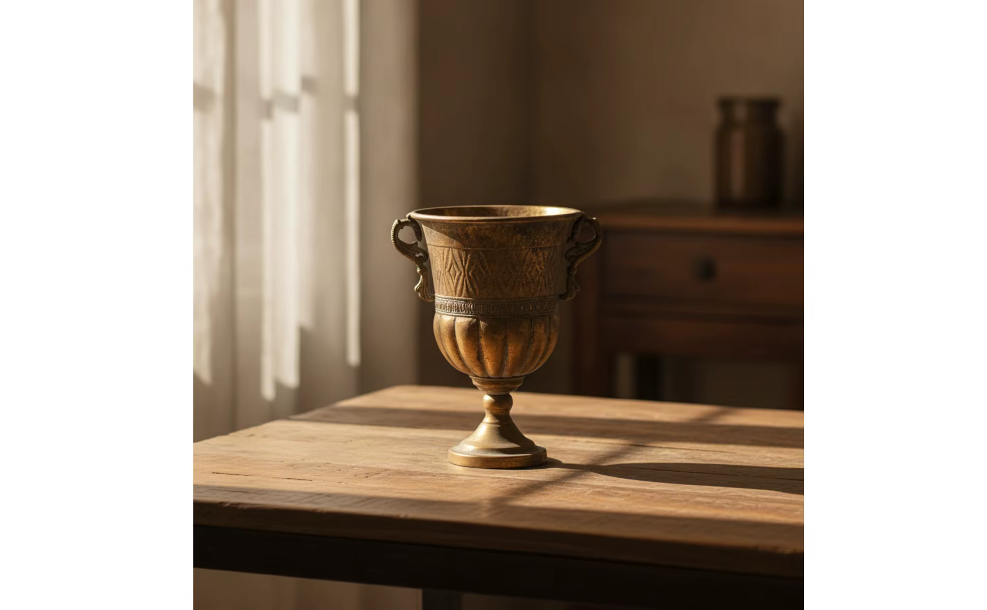 Detalle del estilo urna trofeo y acabado dorado