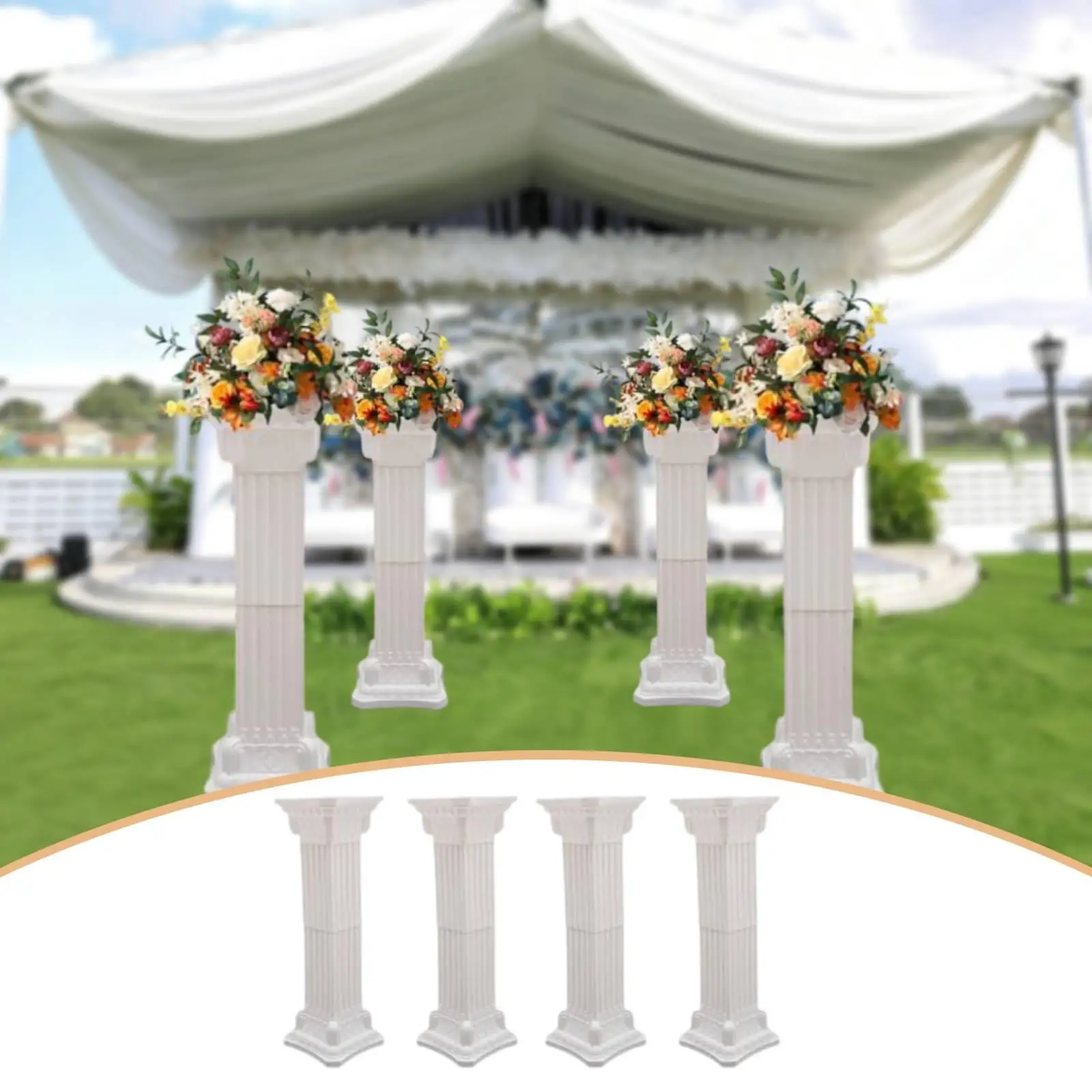 Columnas plásticas blancas para bodas – Soporte flores y globos - imagen 3