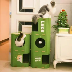 Torre multinivel para gatos con rascador y cueva
