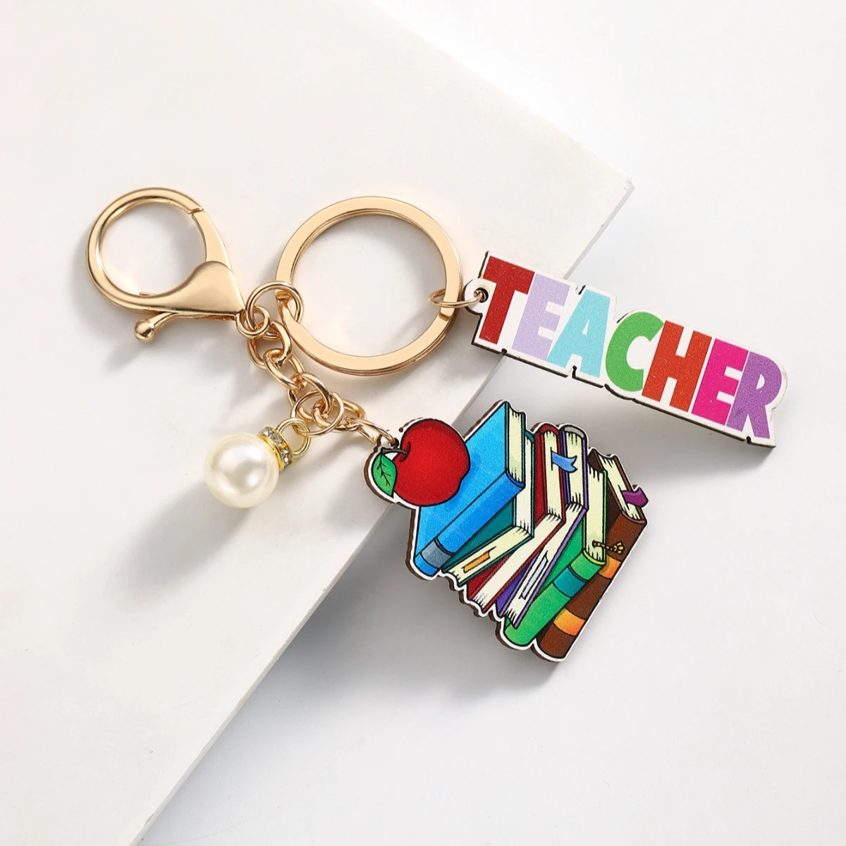 Llavero de madera con imitación de perlas para profesores como regalo diario - imagen 4