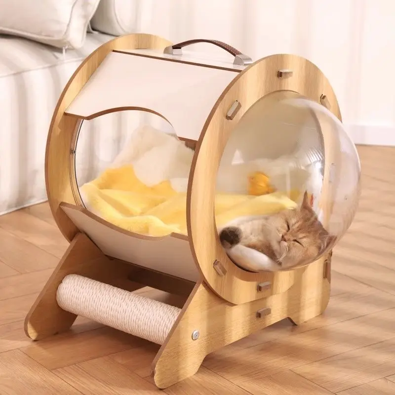 Cama cápsula de madera para gatos – nido acogedor y transpirable - imagen 3