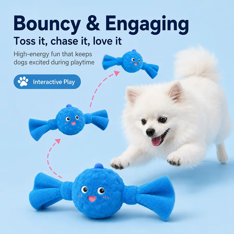 Juguete para perros con chirridos: peluche saltarín lavable