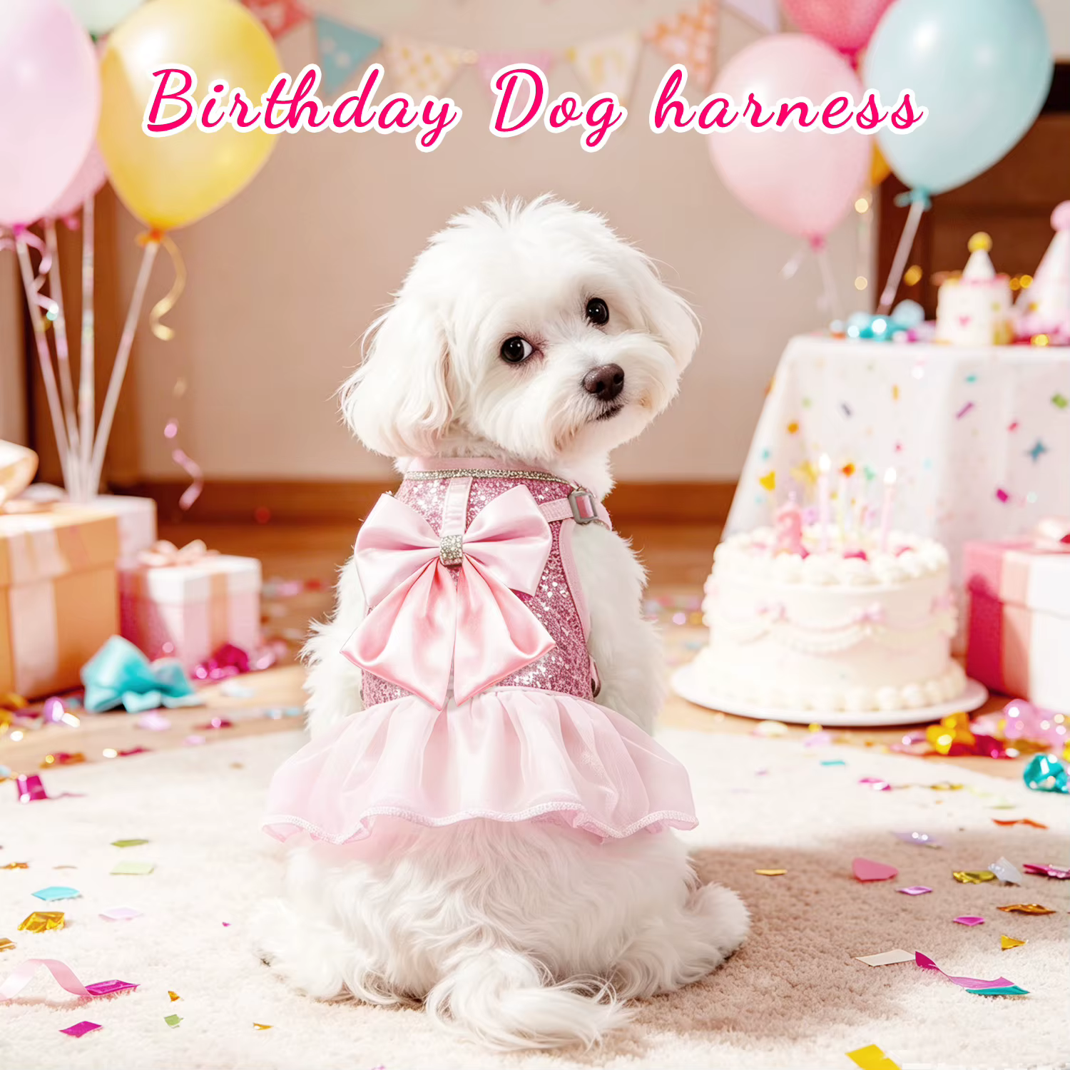 Vestido de Princesa con Arnés para Perros y Gatos – Brillantina - imagen 3