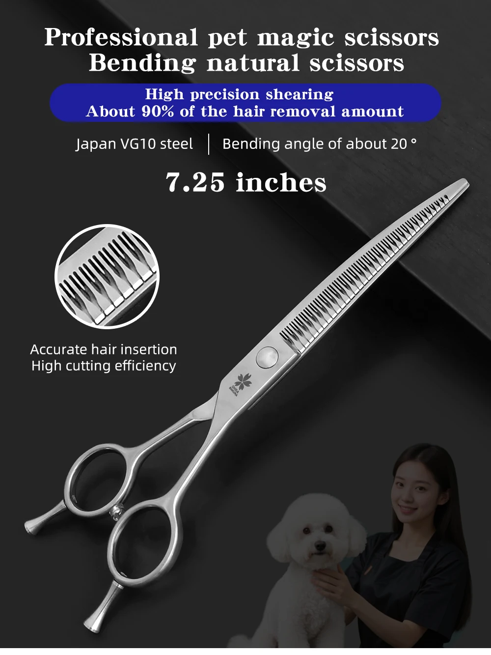 Tijeras de acero VG10 para aseo canino profesional