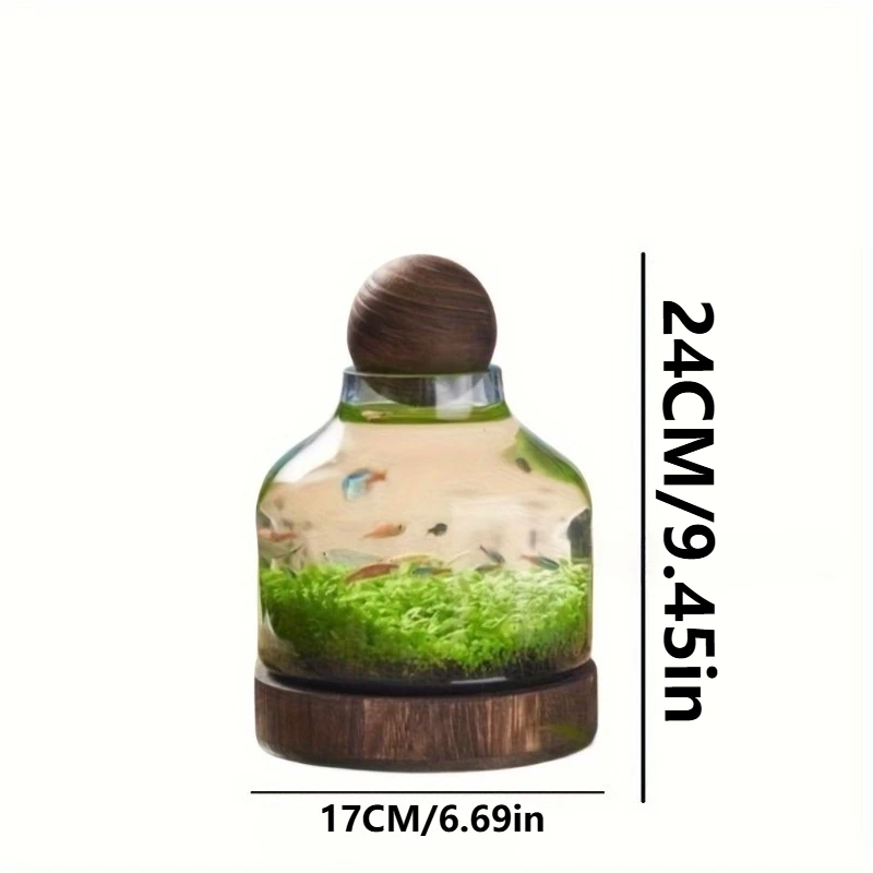 Acuario para peces con mueble de madera decorativo