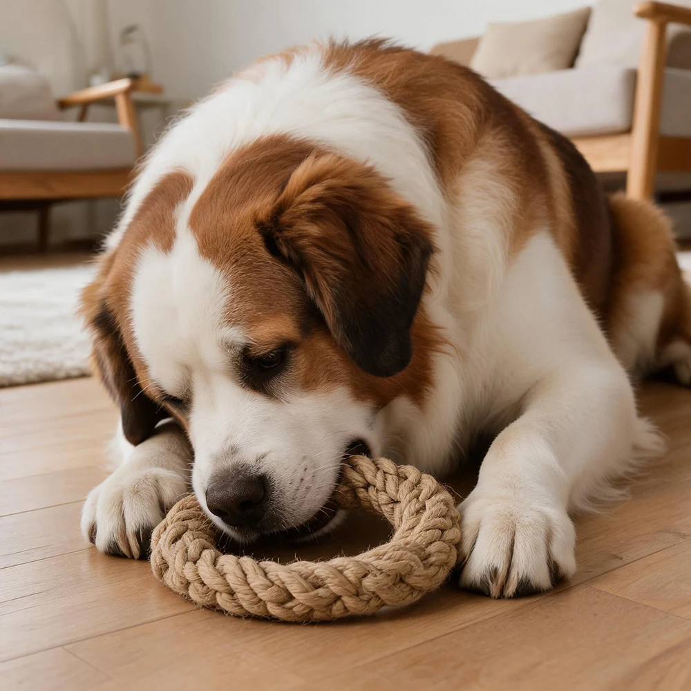 Juguete dental para perros con cuerda de algodón – Masticable resistente - imagen 3