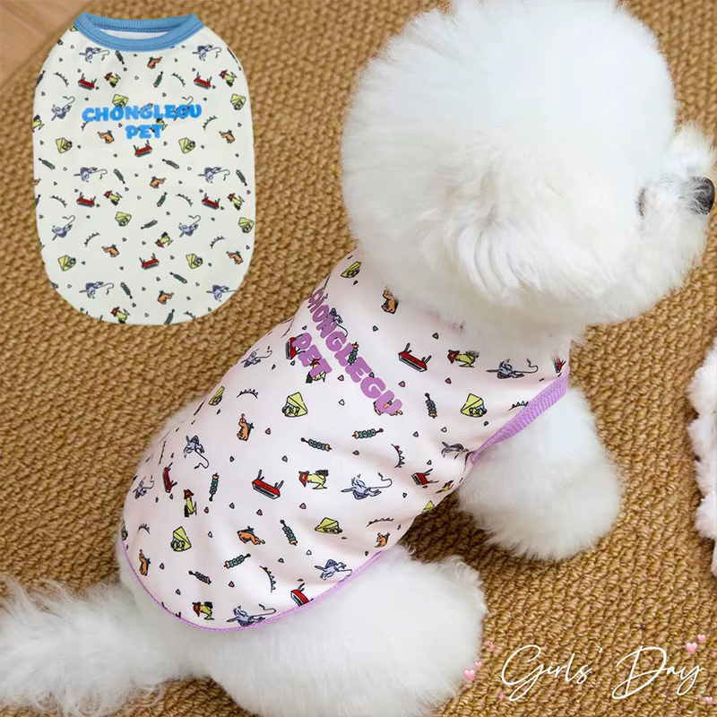 Camiseta verano mascotas algodón transpirable diseño dibujos animados