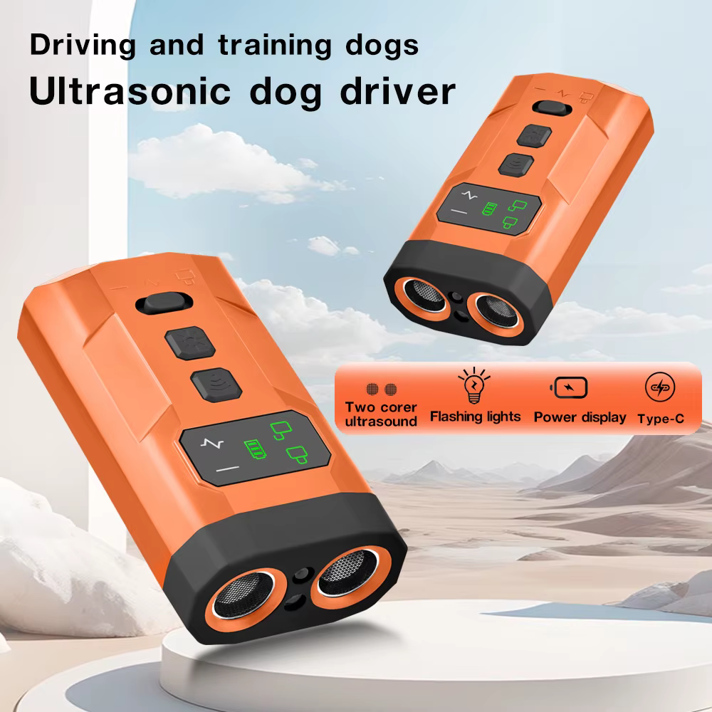 Mini repelente ultrasónico portátil para perros visto de frente