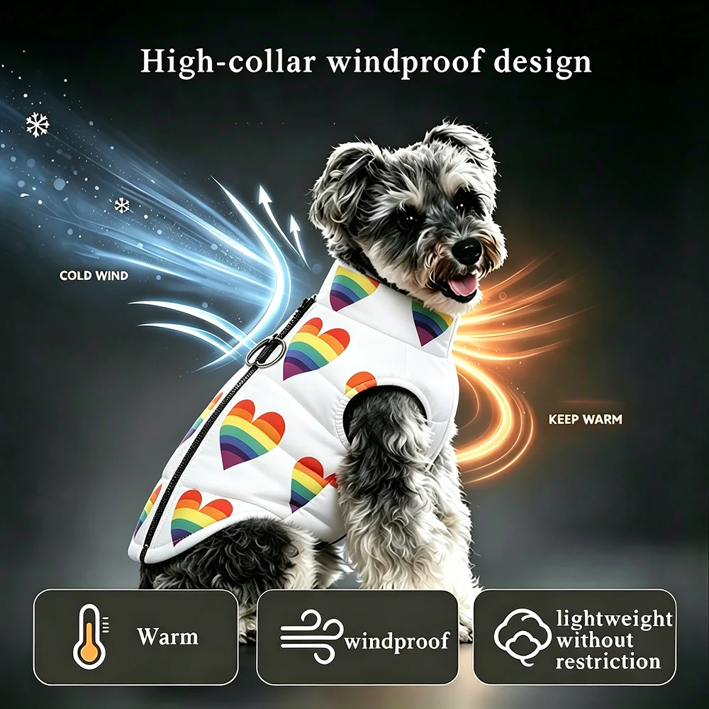 Chaqueta cálida perro mini mediano impermeable viento anillo en D amor - imagen 2