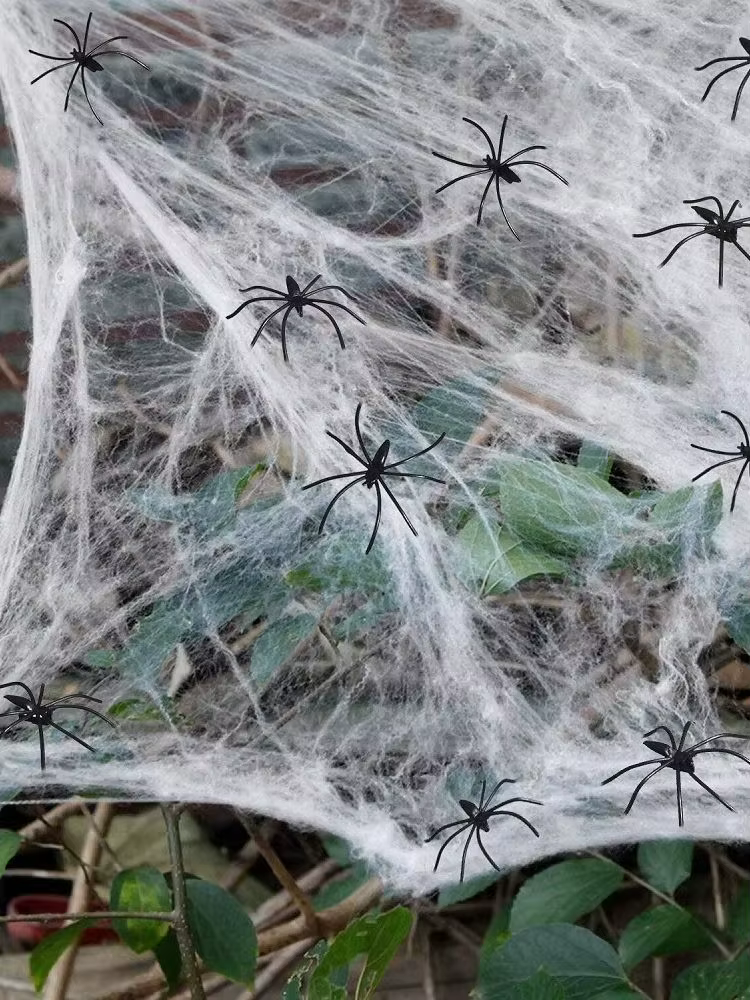 Telarañas elásticas de algodón decoradas con arañas para Halloween