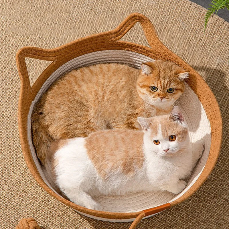 Cama de verano redonda mimbre transpirable para gatos - imagen 3