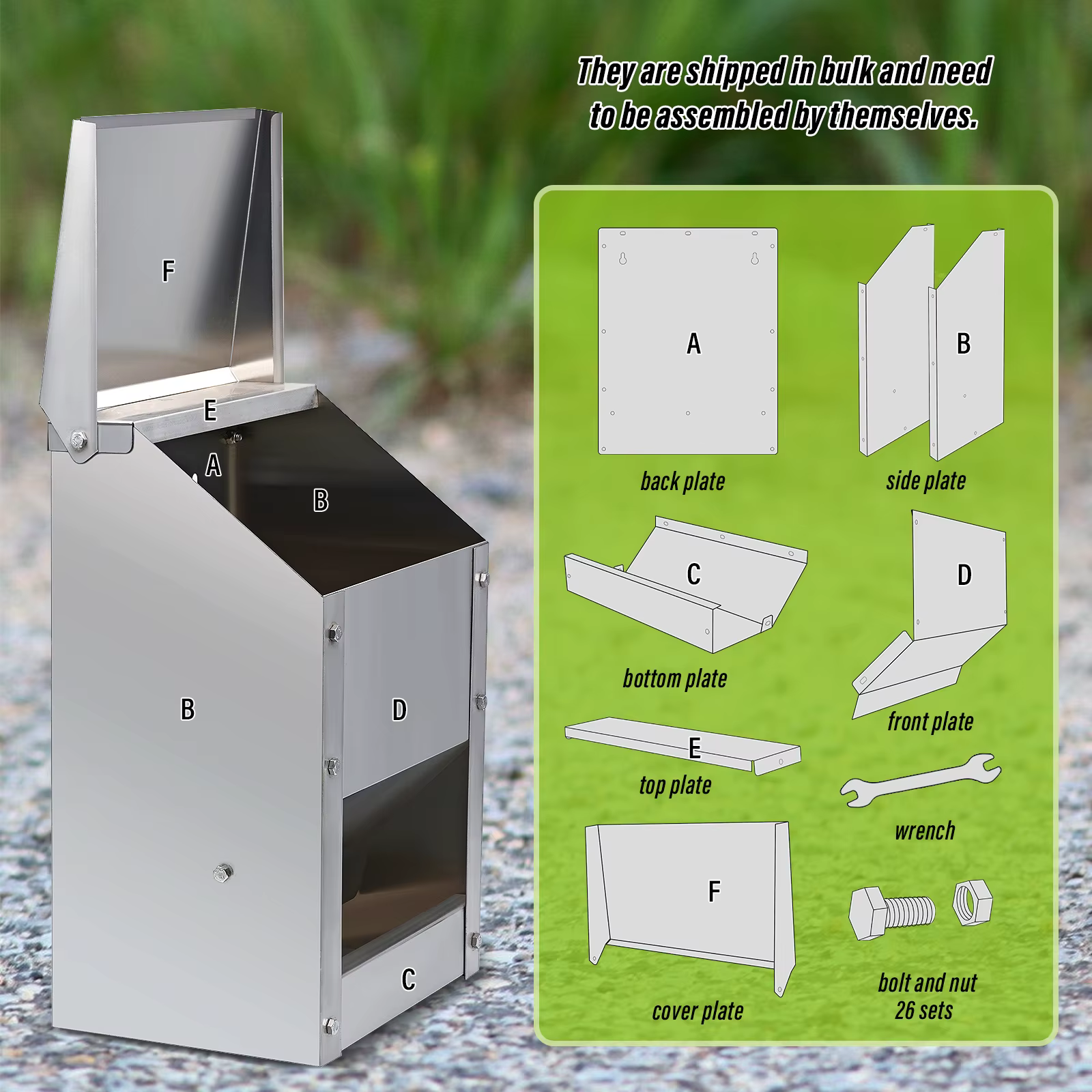 Comedero de acero inoxidable para pollos – Tina con tapa abatible - imagen 3