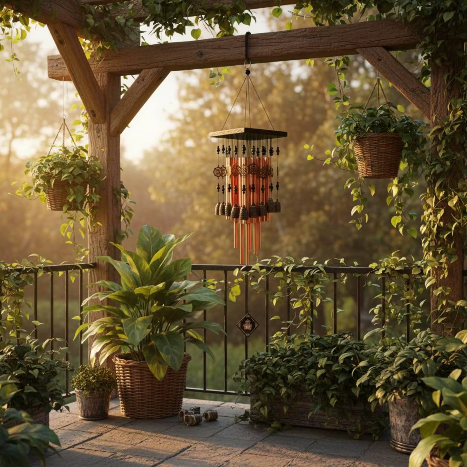 Campana de Viento Decorativa en Cobre – Sonido Relajante para Jardín