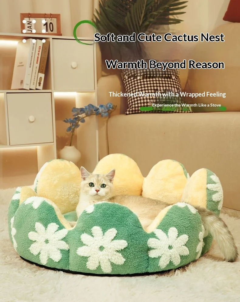 Cama grande y cálida para mascotas en interior
