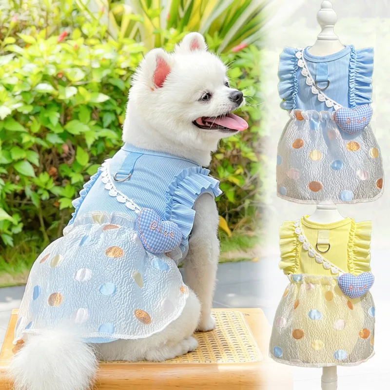 Vestido para perro de tul azul con encaje para Shih Tzu y Yorkie - imagen 4
