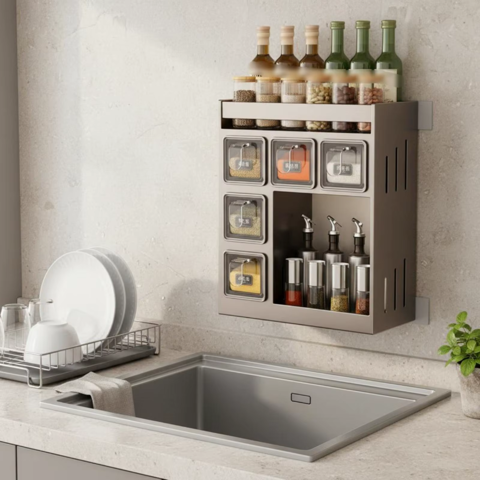 Estante para Especias de Pared – Organizador de Condimentos de Varios Niveles sin Taladros - imagen 5