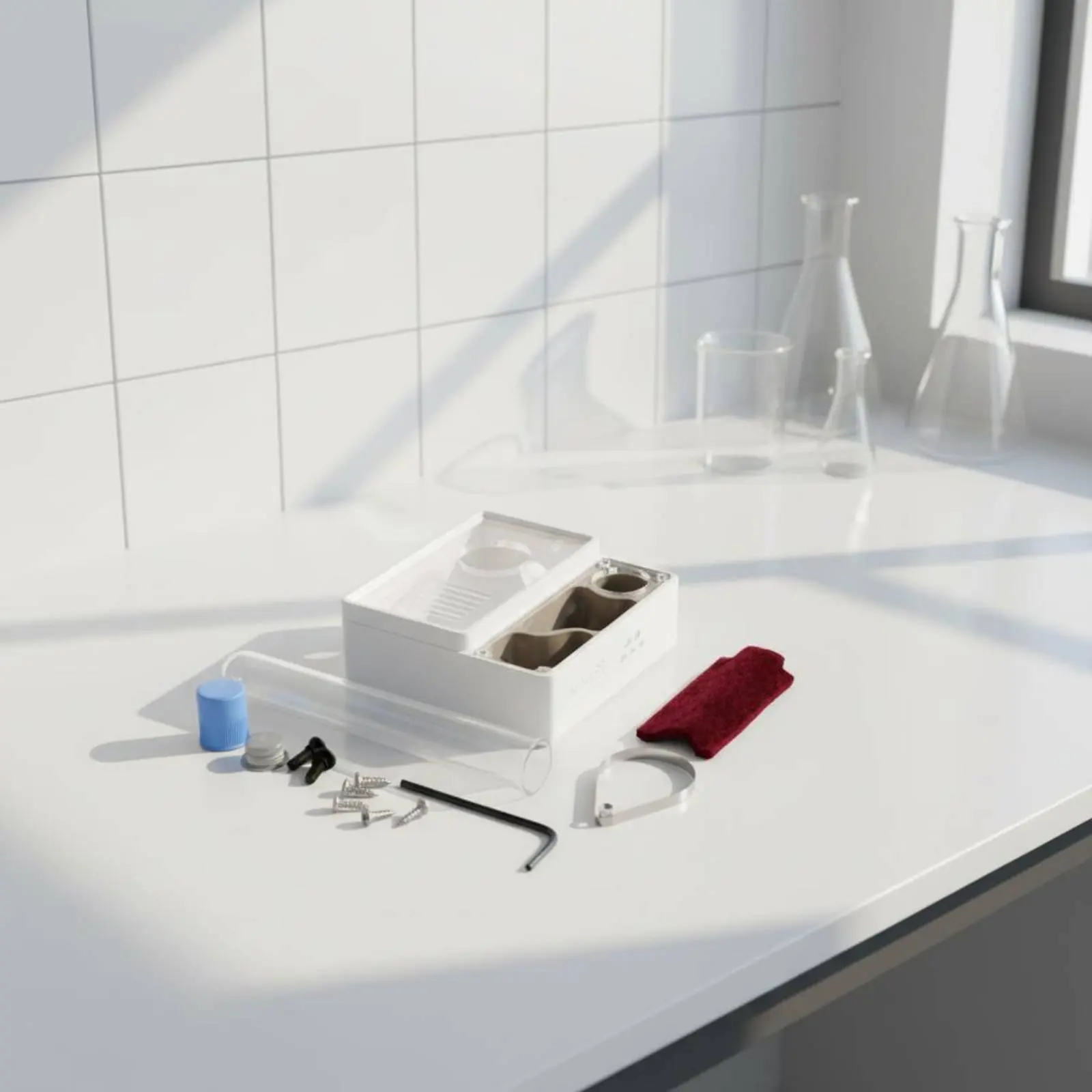 Hormiguero plano 3D con base cuadrada ventilada y cámaras moldeadas