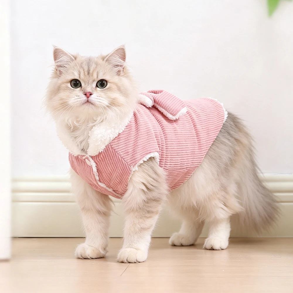 Chaqueta de pana para gatos – Abrigo de invierno con forro polar - imagen 4