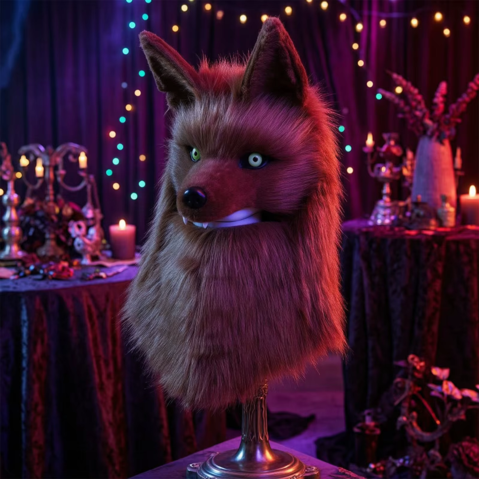 Máscara de lobo de pelo para disfraz de perro - imagen 2