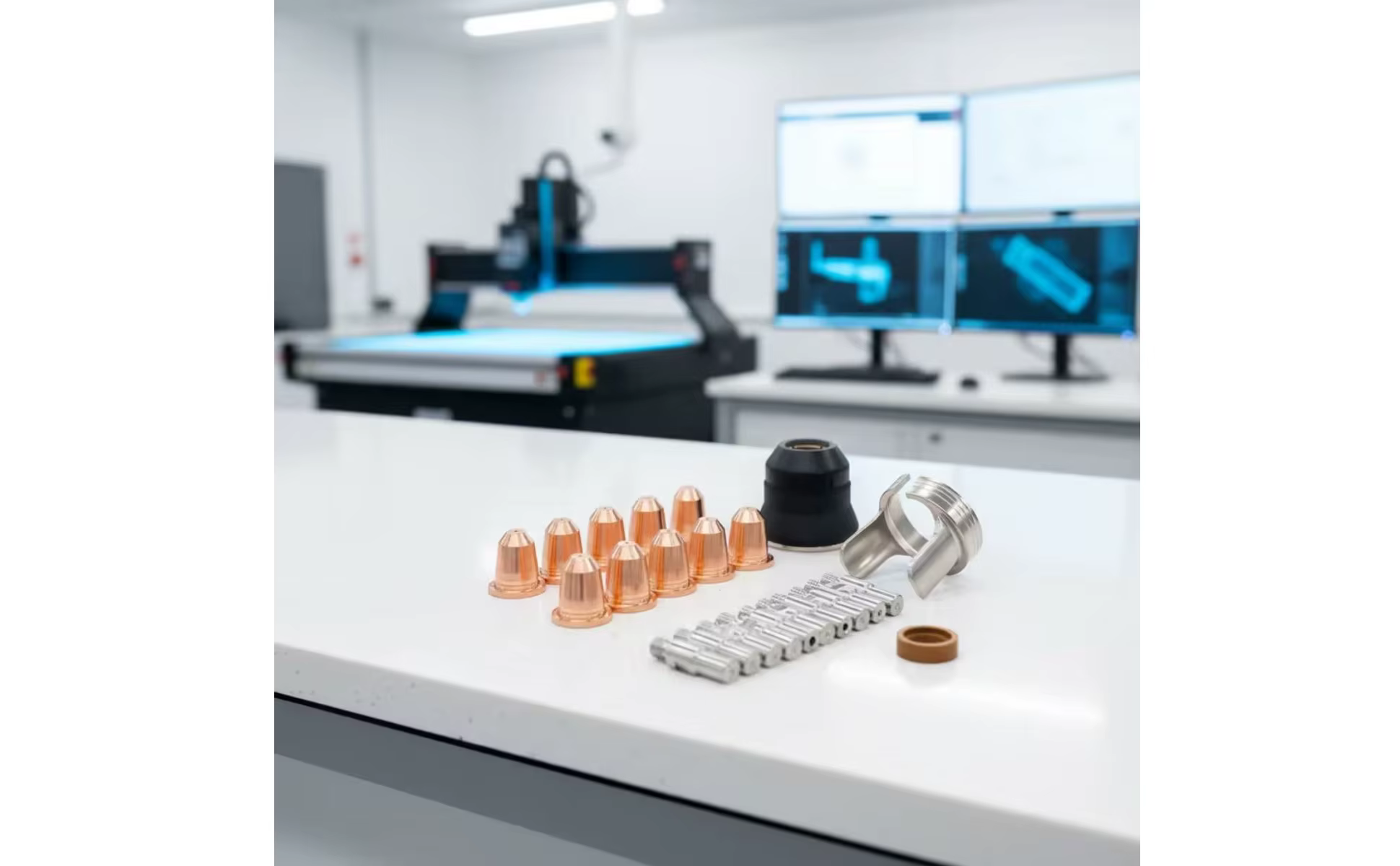 Muestra de la tapa de retención plateada y la arandela marrón del kit S45