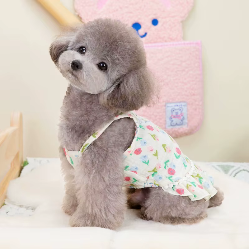 Vestido de princesa con volantes para perros y gatos pequeños