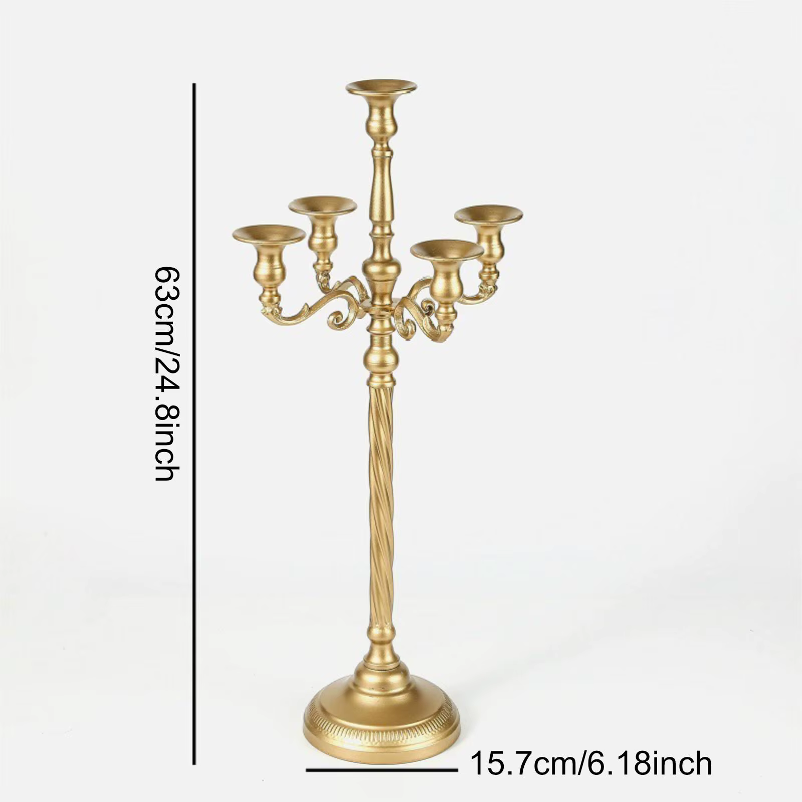 Candelabro vintage dorado portavelas de brazos para gatos y perros