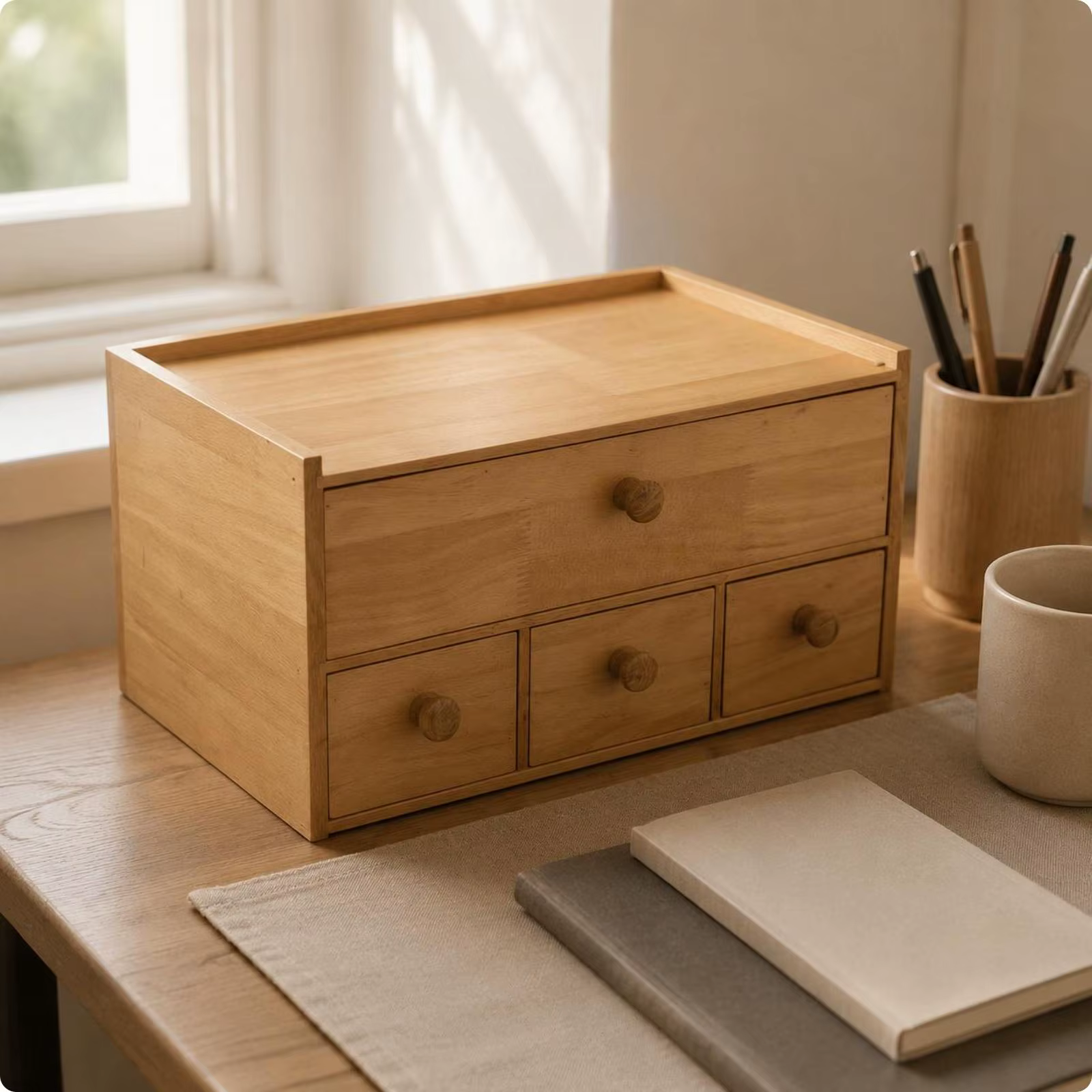Organizador madera vintage 4 cajones para accesorios gato y perro - imagen 5