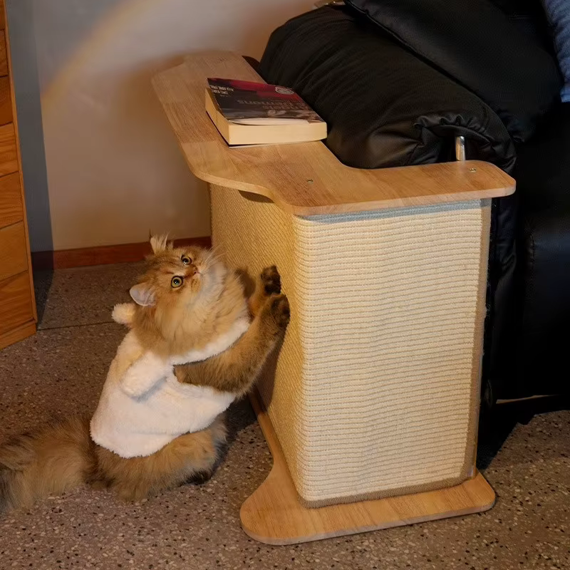 Rascador de esquina para gatos con poste de sisal y plataforma elevada - imagen 3