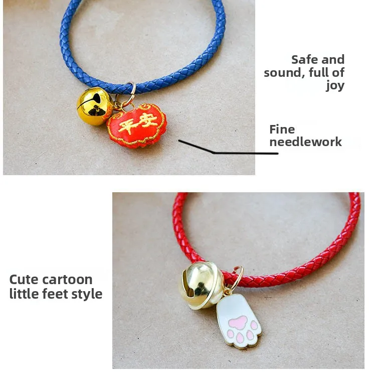 Collar de cuero para mascotas con campana – detalle
