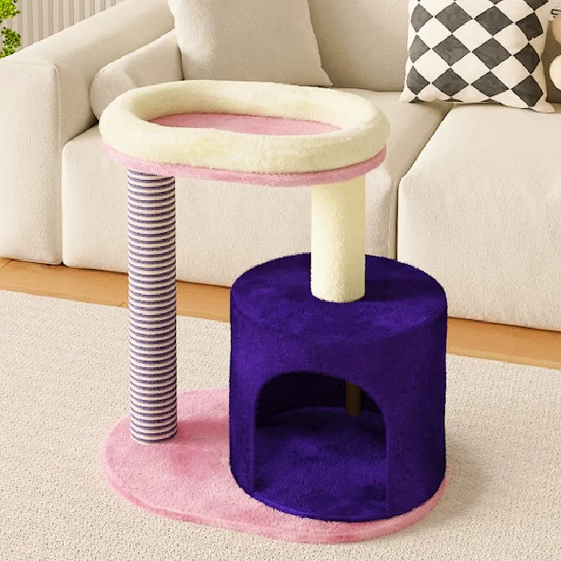 Rascador para gatos con torre de saltos y poste de sisal