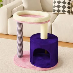 Rascador para gatos con torre de saltos y poste de sisal
