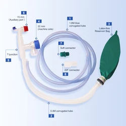 Circuito de respiración anestésica Mapleson F para perros y gatos