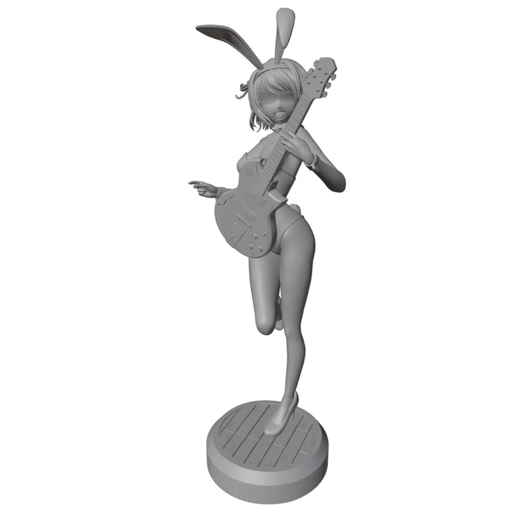Figura de resina en miniatura de chica con guitarra, 3D - imagen 2