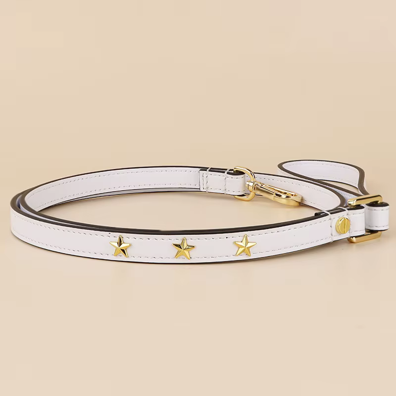 Correa de cuero genuino con estrellas doradas para perros - imagen 3