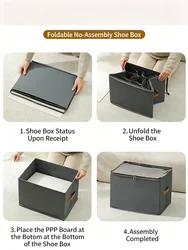Organizador de zapatos plegable con bolsa de tela y tapa transparente