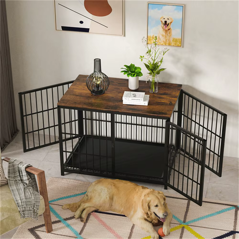Jaula de madera estilo mueble robusta para perros pequeños y grandes